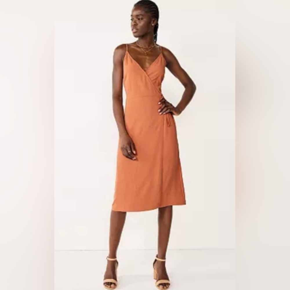 Nine west Crepe faux wrap Midi dress